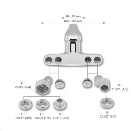 Mitigeur de baignoire - entraxe adaptable de 60 à 80 mm DELABIE