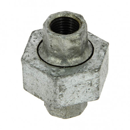 Raccord union 3 pièces fonte galva à joint conique Femelle Femelle