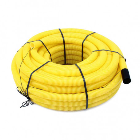 Gaine jaune GAZ annelée lisse avec tire-fil