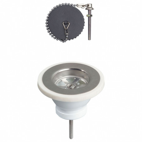 Bonde à bouchon sans trop plein pour évier grès Ø60 Wirquin