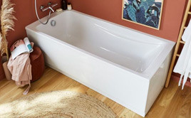 Espace bain : baignoire, habillage, pare-bain et vidage